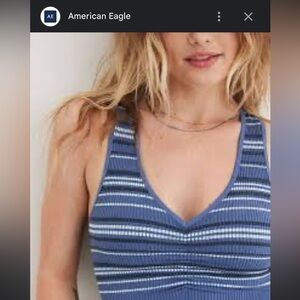 ⭐️Aerie Blue and White Ribbed Crop Tank Top size xs